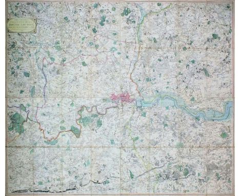 William Faden (1750?-1836) - Coloured print - A Map of "The Country Twenty-Five Miles Round London, Planned from Scale of One