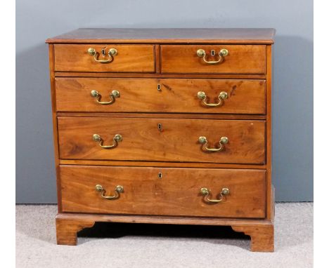 A George III mahogany chest with moulded edge to top, fitted two short and three long drawers, on bracket feet, 36.75ins wide