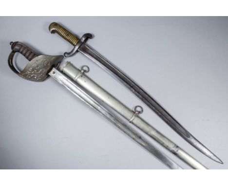 An Edward VII Army Officers dress sword, (no makers name present), the bright steel blade etched with royal cipher, plated pi