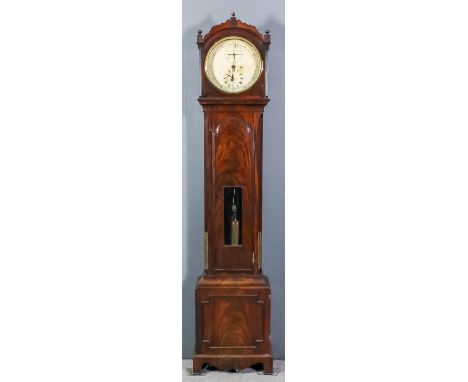 A 19th Century mahogany regulator style longcase clock by Langton of Muswell Hill, London, the 12ins diameter painted metal d