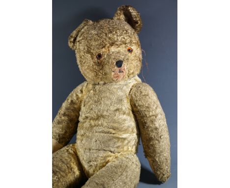 A vintage Teddy bear of Chad Valley type, with golden plush fur and growler, approximately 55 cm