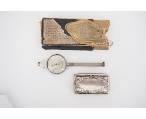 An electroplate snuff box and map gauge