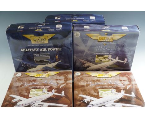 Five aviation archive model aeroplanes including Lockheed Hercules, Herculese C/K tanker, and three Lockheed Constellations 