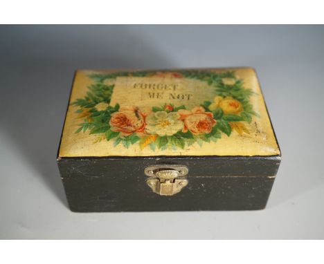 A 19th Century Mauchline Ware small "forget me not" trinket box