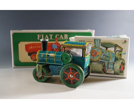 A boxed Kovar Retro 1927 road roller and a model Fiat car transport truck