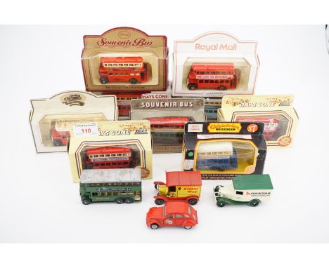 Nine boxed scale model advertising buses including London Transport, TV Times, and Madame Tussauds etc