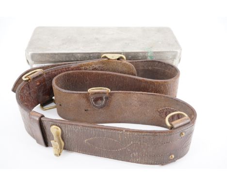 A British Army Sam Browne belt and medic's instrument sterilizing outfit