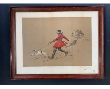 After Lionel Edwards (1878-1966) "The Terrier Man", evocative sketch of a fox hunting terrier man and his dogs, the former be