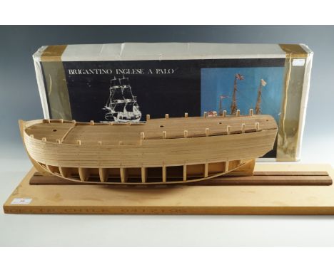 A wooden scale model of  Captain Cook's bark "The Endeavour", 1768, scale 1:60