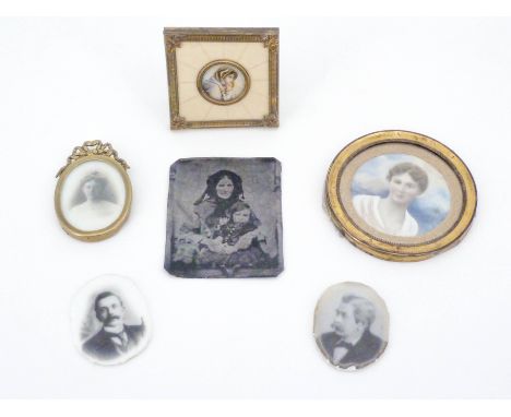 19th and early 20th Century photographic and other portraits, including an early 1860s photograph of a mother and child, late