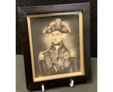 English School (19th century) portrait miniature, Admiral Lord Nelson, the bust length portrait wearing tri-corn hat, uniform