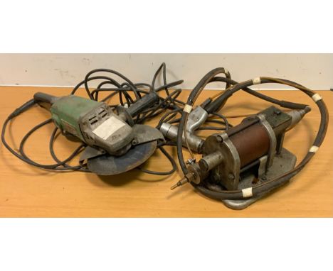 Tools - industrial compressor with large angle grinder 