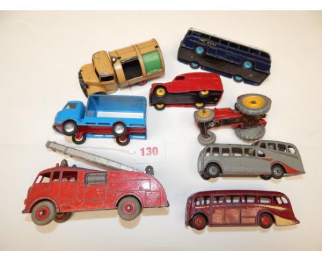 DINKY TOYS, A COLLECTION OF FAIR VEHICLES INC :BEDFORD REFUSE LORRY, BOAC BUS 283, LUXURY COACH, OBSERVATION COACH, 470 AUSTI