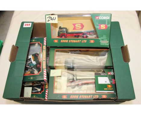 4 BOXED EDDIE STOBART CORGI LORRIES ; 23203 BEDFORD, 20903 AEC, 29103 GUY, 56702 FORK LIFT TRUCK X2