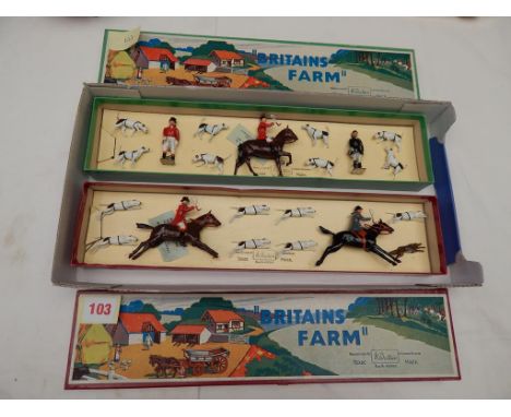 TWO VGC BOXED SETS OF BRITAINS FARM 1447 HUNTING FULL CRY, 1446 HUNTING THE MEET