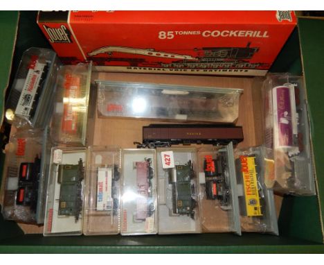 12 BOXED FLEISCHMANN FREIGHT WAGONS, & JOUEF 85T COCKEROLL 663 CRANE