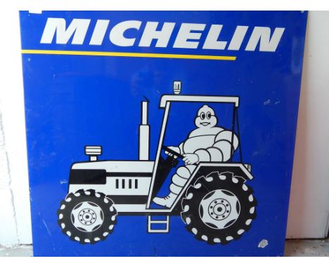 ALUMINIUM SIGN WITH MICHELIN WITH TRACTOR AND MICHELIN MAN 75CM X 75CM (29"X29")