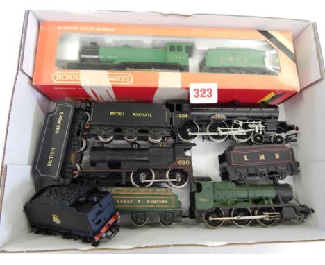 HORNBY B12 RPT BOXED RUNS, U/B HORNBY E1664 RUNS, LMS 2P 690N/R GWR MOGUL KIT U/B