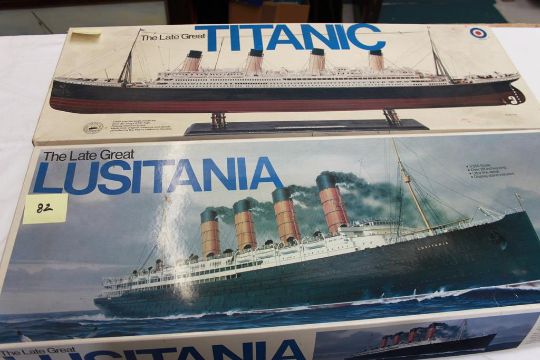 2 BOXED SHIP KITS ENTEX TITANIC & LUSITANIA 1/350 SCALE