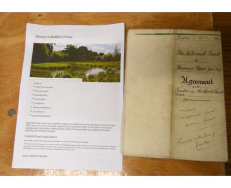 Documents - Essex - Hatfield Forest - The National Trust.&nbsp;&nbsp;1924 Agreement, The National Trust to Thomas Place Junio