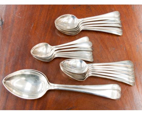 A Viners silver part cutlery set, comprising two table spoons, six coffee spoons, six egg spoons and six teaspoons, all stamp