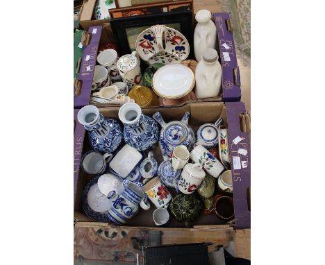 A collection of various ceramics to include Sylvac, Greens, Wade and Sadler, together with children's prints and a tapestry. 