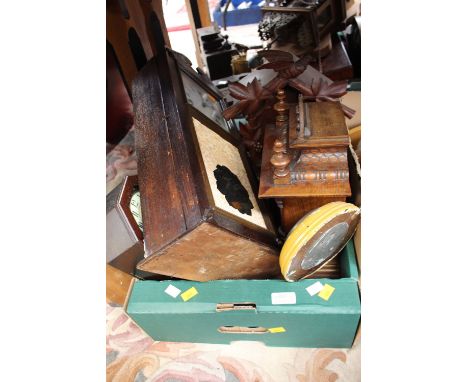 A box of clocks to include a cuckoo clock, mantle clocks, wall clock, etc.