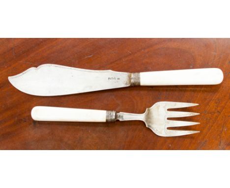 A late Victorian silver fish knife and fork, Sheffield hallmark. (2)