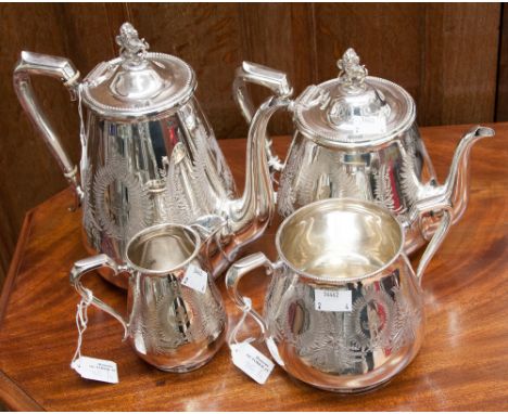 A silver plated four piece tea service, early Victorian. (4)