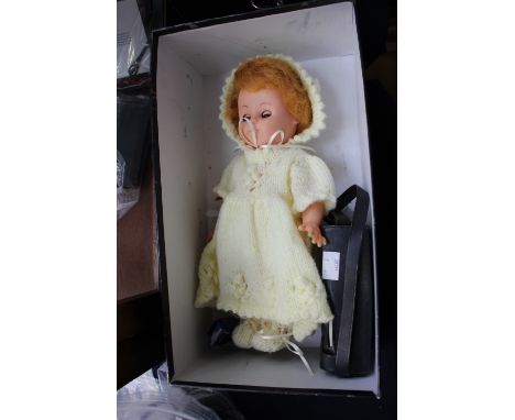 A Rosebud doll circa 1955, a Playcraft Intercom telephone set (boxed), Polaroid camera and transistor radio
