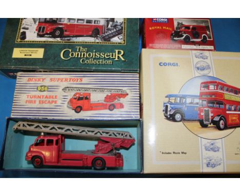 Dinky Toys 956 turntable fire escape, Corgi 97076 Alexander two bus set, Corgi Classics Royal Mail van, Fisher space pen, Cor