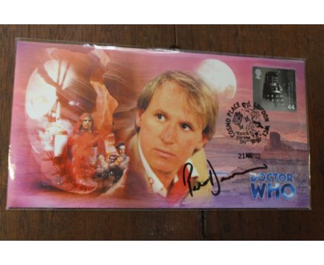 Dr Who Peter Davison autograph on a Dr Who first day cover with 44p Dalek stamp and pictorial envelope 21 March 2002.