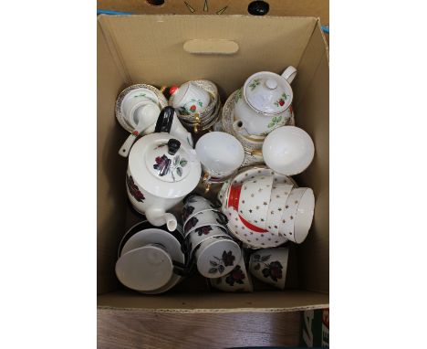 A collection of ceramic teawares to include Royal Albert Masquerade.