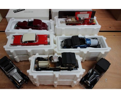 Seven Franklin Mint diecast vehicles (five boxed) to include Rolls Royce, Chevrolet, 1922 Ahrens - Fox Fire engine 