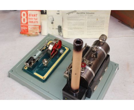 Fleischman live steam static engine, with mill chimney 1950's-60's.