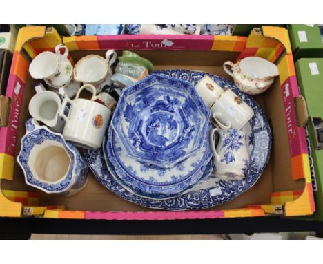 A group of blue and white ceramics, together with Royal Albert, Spode. (Quantity)