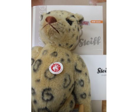 A boxed Steiff 'Leopard', no 552 of 2008 stock, model no 420696, with outer card packaging and certificate