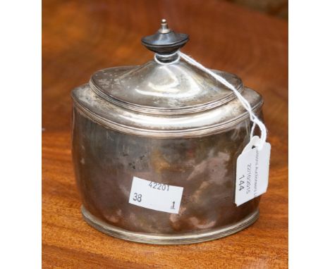 An oval silver tea caddy, Sheffield 1918 