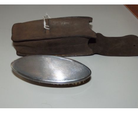 Silver engine turned art deco clothes brush