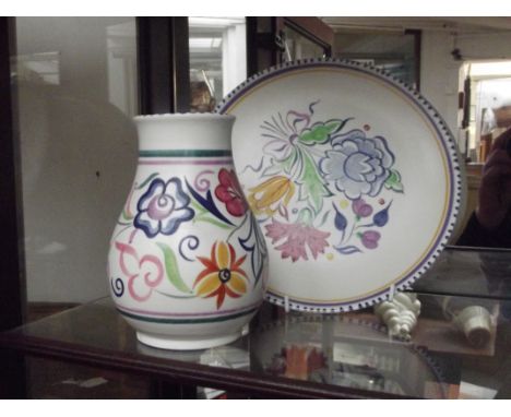 Poole vase together with a cabinet plate