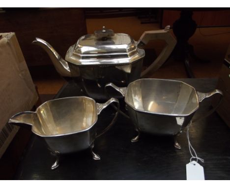 Silver plated three piece tea service 