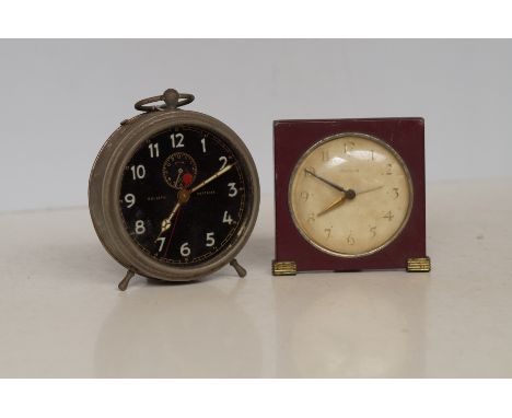 Goliath repeater wind up alarm clock together with art deco mantle clock 