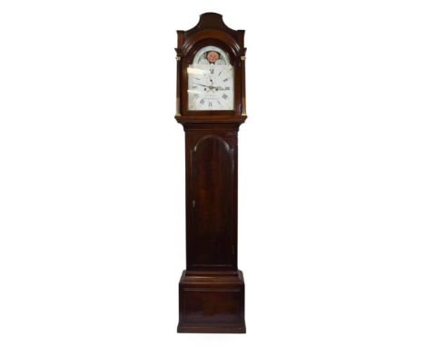 A Mahogany Eight Day Longcase Clock, signed Josh Atkins, Chippingnorton, late 18th century and later, pagoda pediment, side g
