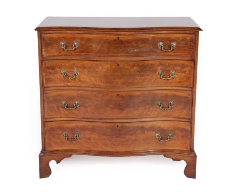 A George III Style Mahogany Serpentine Shaped Chest, early 20th century, the moulded top above four long graduated drawers, o