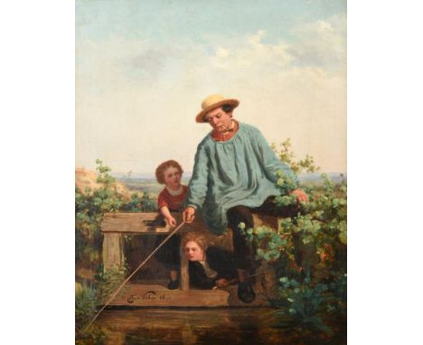 Henri van Seben (1825-1913) Belgian  The fisherman's apprentice   Signed and dated (18)58, oil on canvas, 50cm by 40cm   See 