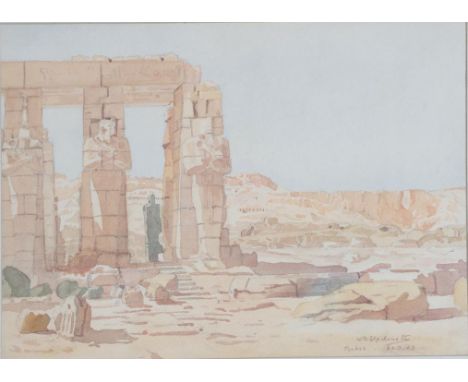 William Graham Elphinstone (1886-1952) The Great Colossus of Memnon at Thebes Signed, inscribed and dated (19)43, watercolour