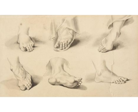 Circle of Samuel de Wilde (1751-1832) Sheet of foot studies Bears signature, watercolour en grisaille, mounted, unframed, tog