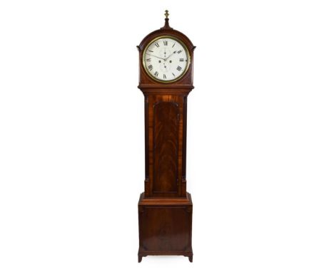 A Mahogany Eight Day Longcase Clock, signed W.Young, Dundee, circa 1820, arched pediment, nicely figured case with a moulded 