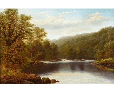 William Mellor (1851-1931) ''Meeting of the waters, Bolton Wood, Yorkshire'' Signed, inscribed verso, oil on canvas, 49cm by 