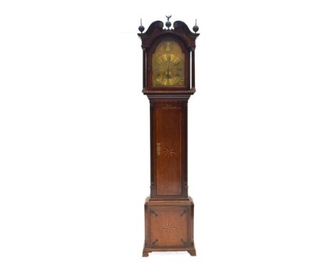 An Oak Thirty Hour Longcase Clock, signed Robt Thornton, late 18th century and later, swan neck pediment, wavy shaped trunk d